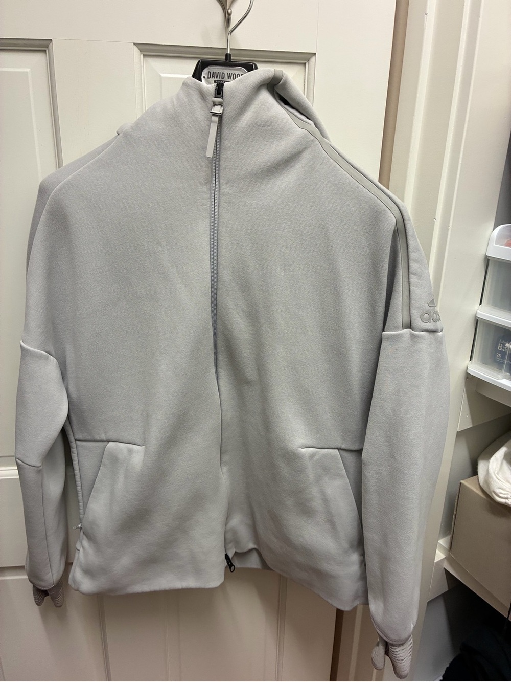 adidas Light Gray Full Zip Hoodie
